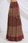 Shop_Vandana Sethi_Maroon Chikankari V Neck Bridal Lehenga Set _Online_at_Aza_Fashions