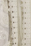 Vandana Sethi_White Chikankari V Neck Bridal Lehenga Set _at_Aza_Fashions