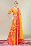 Vandana Sethi_Orange Dupion Silk Mirror Embroidered Lehenga Set_Online_at_Aza_Fashions