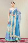 Vandana Sethi_Blue Dupion Silk Sweetheart Neck Embroidered Bridal Lehenga Set_Online_at_Aza_Fashions
