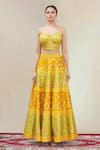 Buy_Vandana Sethi_Yellow Dupion Silk Embroidery Sweetheart Neck Bridal Lehenga Set _Online_at_Aza_Fashions