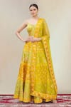 Vandana Sethi_Yellow Dupion Silk Embroidery Sweetheart Neck Bridal Lehenga Set _Online_at_Aza_Fashions