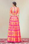 Shop_Vandana Sethi_Orange Dupion Silk Embroidered Lehenga Set_at_Aza_Fashions