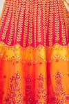 Vandana Sethi_Orange Dupion Silk Embroidery Leaf Neck Bridal Lehenga Set _at_Aza_Fashions