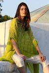Buy_Varun Bahl_Green Chiffon Spread Collar Asymmetric Tunic And Pant Set_at_Aza_Fashions