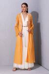 Buy_Varun Bahl_White Georgette V Neck Tiered Jacket And Sharara Set For Women_at_Aza_Fashions