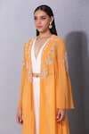 Varun Bahl_White Georgette V Neck Tiered Jacket And Sharara Set For Women_at_Aza_Fashions