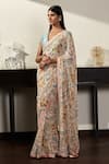 Buy_Varun Bahl_Multi Color Viscose Georgette Floral Print Saree With Blouse_Online_at_Aza_Fashions