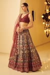 Buy Varun Bahl Blue V Neck Embroidered Bridal Lehenga Set at Aza Fashions Buy_Varun Bahl_Blue V Neck Embroidered Bridal Lehenga Set _at_Aza_Fashions