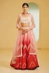 Buy_Varun Bahl_Pink Modal Dupion U Neck Embroidered Bridal Lehenga Set  _at_Aza_Fashions