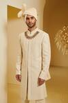 Varun Bahl White Silk Embroidered Sherwani And Pant Set Online at Aza Fashions Varun Bahl_White Silk Embroidered Sherwani And Pant Set _Online_at_Aza_Fashions