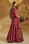 Shop_Varun Bahl_Red Modal Dupion U Neck Embroidered Bridal Lehenga Set _at_Aza_Fashions
