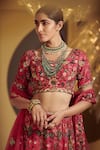 Buy_Varun Bahl_Red Modal Dupion U Neck Embroidered Bridal Lehenga Set _Online_at_Aza_Fashions