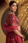 Shop_Varun Bahl_Red Modal Dupion U Neck Embroidered Bridal Lehenga Set _Online_at_Aza_Fashions