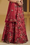 Varun Bahl_Red Modal Dupion U Neck Embroidered Bridal Lehenga Set _at_Aza_Fashions