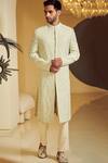 Varun Bahl_Green Silk, Modal Dupion Embroidered Sherwani And Kurta Set _Online_at_Aza_Fashions