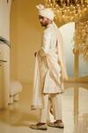 Shop_Varun Bahl_White Silk, Modal Dupion Embroidered Sherwani  _at_Aza_Fashions