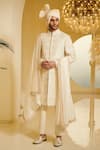 Varun Bahl_White Silk, Modal Dupion Embroidered Sherwani  _Online_at_Aza_Fashions