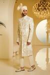 Buy Varun Bahl White Silk, Modal Dupion Embroidered Sherwani And Pant Set at Aza Fashions Buy_Varun Bahl_White Silk, Modal Dupion Embroidered Sherwani And Pant Set _at_Aza_Fashions