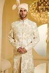 Varun Bahl White Silk, Modal Dupion Embroidered Sherwani And Pant Set Online at Aza Fashions Varun Bahl_White Silk, Modal Dupion Embroidered Sherwani And Pant Set _Online_at_Aza_Fashions