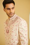 Shop_Varun Bahl_Peach Silk, Modal Dupion Embroidered Sherwani And Kurta Set _Online_at_Aza_Fashions