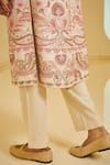 Varun Bahl_Peach Silk, Modal Dupion Embroidered Sherwani And Kurta Set _at_Aza_Fashions