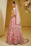 Shop Varun Bahl Pink Net, Modal Dupion V Neck Embroidered Bridal Lehenga Set at Aza Fashions Shop_Varun Bahl_Pink Net, Modal Dupion V Neck Embroidered Bridal Lehenga Set _at_Aza_Fashions