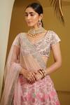 Shop Varun Bahl Pink Net, Modal Dupion V Neck Embroidered Bridal Lehenga Set Online at Aza Fashions Shop_Varun Bahl_Pink Net, Modal Dupion V Neck Embroidered Bridal Lehenga Set _Online_at_Aza_Fashions