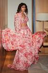 Buy_Varun Bahl_Pink Skirt Organza Jacket And Top Modal Dupion Top V Neck & Set _Online_at_Aza_Fashions