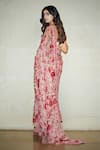 Shop_Varun Bahl_Pink Organza Printed Saree With Blouse_at_Aza_Fashions