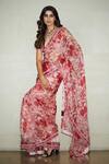 Buy_Varun Bahl_Pink Organza Printed Saree With Blouse_Online_at_Aza_Fashions