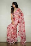 Shop_Varun Bahl_Pink Organza Printed Saree With Blouse_Online_at_Aza_Fashions
