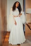 Buy_Varun Bahl_White Skirt Chanderi Crop Top Modal Dupion And Mono Draped & Set  _at_Aza_Fashions