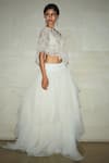 Varun Bahl_White Cape Organza Skirt Tulle Crop Top Cupro Satin V Neck And Set _Online_at_Aza_Fashions