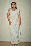 Buy Varun Bahl White Embroidered Saree With Blouse at Aza Fashions Buy_Varun Bahl_White Embroidered Saree With Blouse_at_Aza_Fashions
