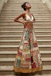 Buy_Varun Bahl_Multi Color Crop Top Georgette Embroidery V Upcycled Lehenga Set _at_Aza_Fashions