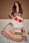 Buy_Varun Bahl_Multi Color Skirt Raw Silk Embroidery V Upcycled Peplum Jacket And Set  _at_Aza_Fashions