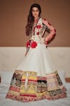 Shop_Varun Bahl_Multi Color Skirt Raw Silk Embroidery V Upcycled Peplum Jacket And Set  _at_Aza_Fashions