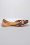 Shop_Vareli Bafna_Brown Floral Motif Printed And Embroidered Juttis _at_Aza_Fashions