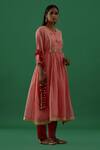 Shop_5elements_Pink Silk Bodice Embroidery Pearls Round Neck Anarkali Set _Online_at_Aza_Fashions