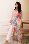 Varun Bahl_Multi Color Tunic And Blouse Georgette Printed Amoeba Spread Collar & Pant Set_Online_at_Aza_Fashions