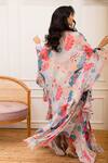 Varun Bahl_Multi Color Georgette Printed Amoeba Round Ruffle Cape Dress_Online_at_Aza_Fashions