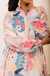 Shop_Varun Bahl_Multi Color Georgette Printed Amoeba Mandarin Collar Shirt Dress_Online_at_Aza_Fashions