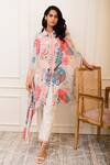 Buy_Varun Bahl_Multi Color Georgette Printed Amoeba Spread Collar Tunic_at_Aza_Fashions