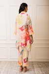Shop_Varun Bahl_Multi Color Chanderi Printed Floral High Neck Top And Pant Set _at_Aza_Fashions