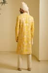 Shop_Varun Bahl_Yellow Modal Dupion Embroidered Sherwani And Pant Set  _at_Aza_Fashions