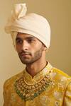 Varun Bahl_Yellow Modal Dupion Embroidered Sherwani And Pant Set  _at_Aza_Fashions