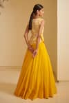 Shop_Varun Bahl_Yellow Modal Dupion V Neck Embroidered Gillet And Lehenga Set _at_Aza_Fashions