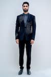 Buy_Varun Chakkilam_Black Poly Blend Suiting Embroidered Metallic Glass Jacket And Pant Set  _at_Aza_Fashions