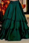 Varun Chakkilam_Green Silk Organza Embroidered Floral Motifs V Neck Blouse And Layered Skirt Set _Online_at_Aza_Fashions